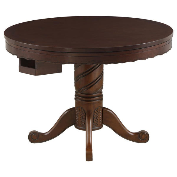 Turk - Round Dining And Billiard Poker Game Table - Tobacco - Atlantic Fine Furniture Inc