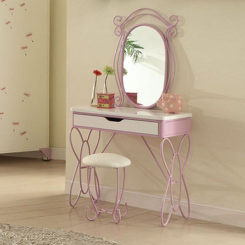 Priya II - Vanity Desk - White & Light Purple - Atlantic Fine Furniture Inc