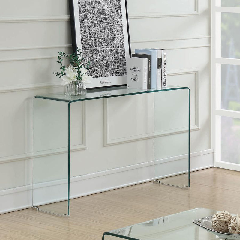 Ripley - Tempered Bent Glass Entryway Console Table - Clear - Atlantic Fine Furniture Inc