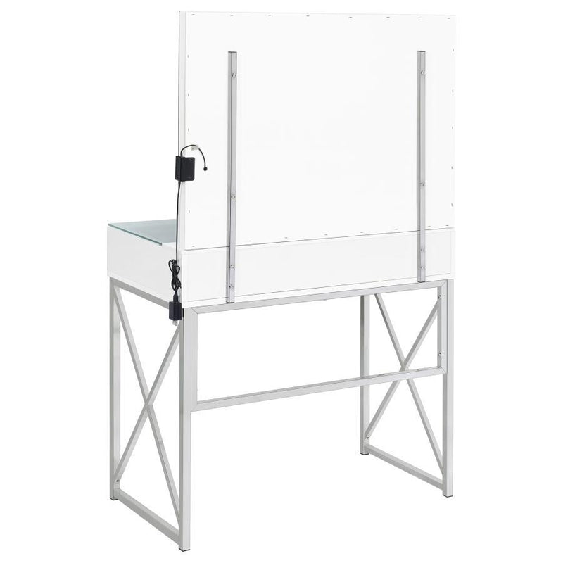 Eliza - Vanity Set With Lighting & Stool - White And Chrome