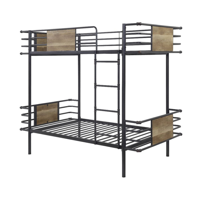 Deliz - Twin Over Twin Bunk Bed - Gunmetal