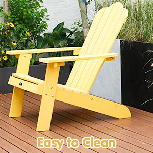 TALE Adirondack Chair Backyard Furniture Painted Seating with Cup Holder All-Weather and Fade-Resistant Plastic Wood for Lawn Outdoor Patio Deck Garden Porch Lawn Furniture Chairs Yellow