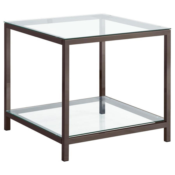 Trini - 1-Shelf Glass Top Side End Table - Black Nickel - Atlantic Fine Furniture Inc