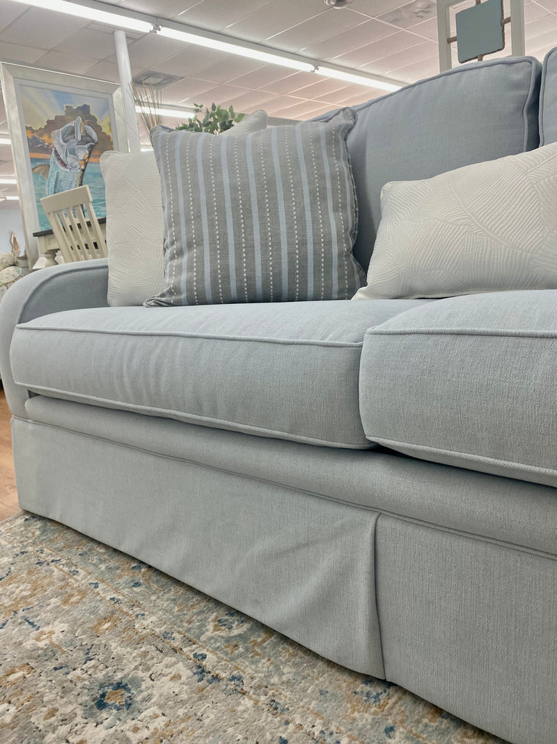 Custom Scroll Arm Skirted Sofa